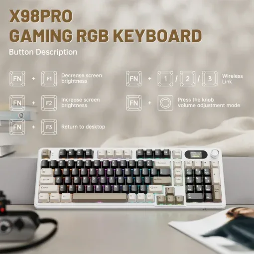 ATTACK SHARK X98Pro Wireless Mechanical RGB Gaming Keyboard - Photo 5